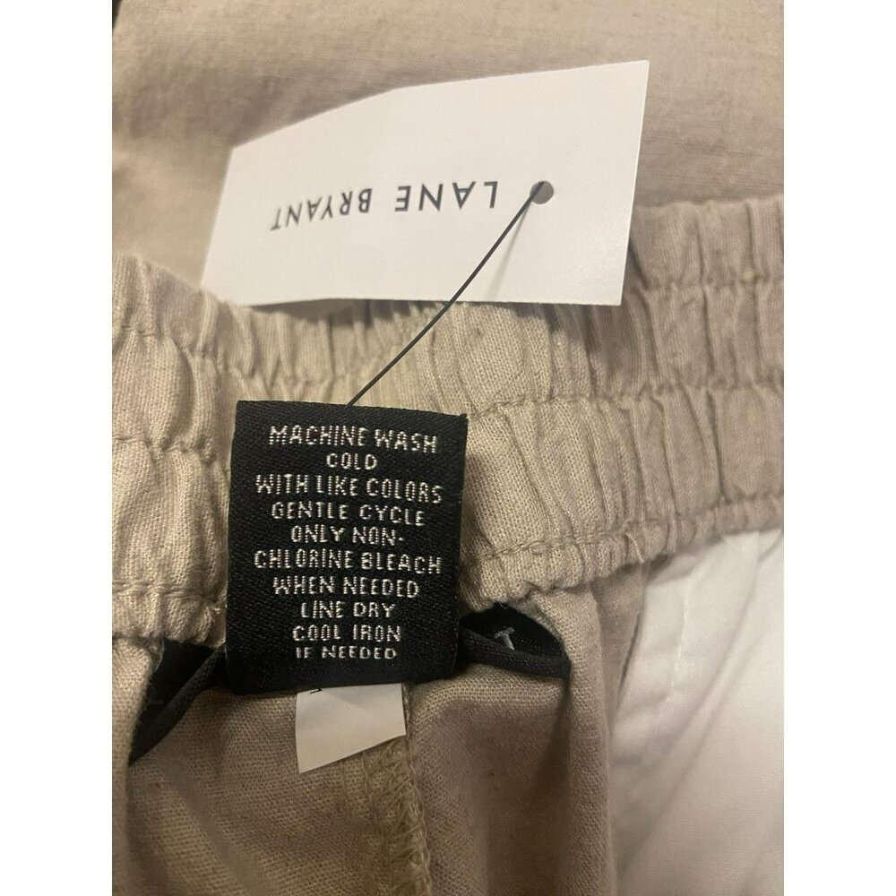 Lane‎ Bryant Pants 24 Linen Blend High Rise Tapered Leg Pull On Oatmeal NWT - Picture 8 of 8